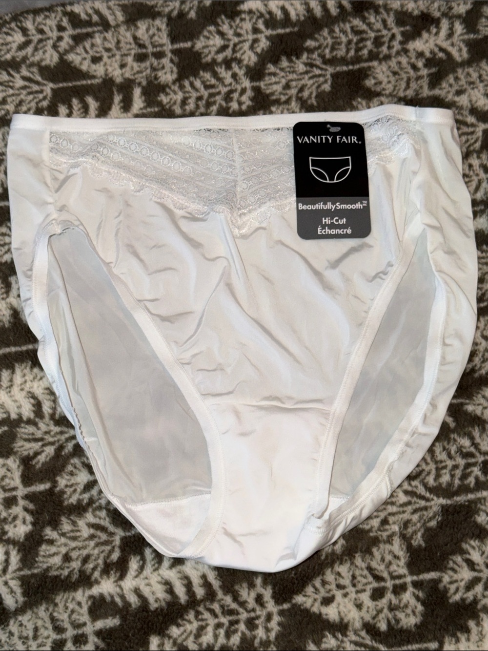Vanity Fair White Lace-Trim Full Coverage Briefs - Two-Pack - Picture 6 of 6